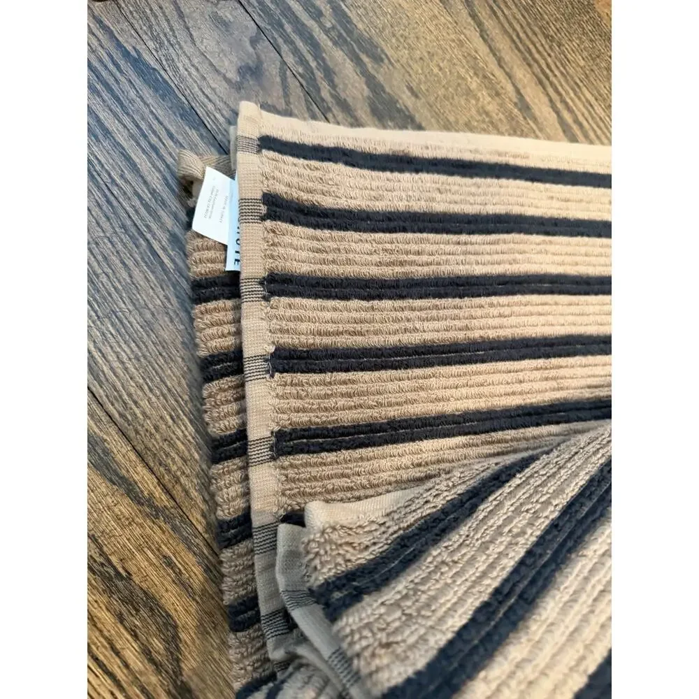 Parachute Organic Resort Stripe Bath Towel Brown Stripe NEW